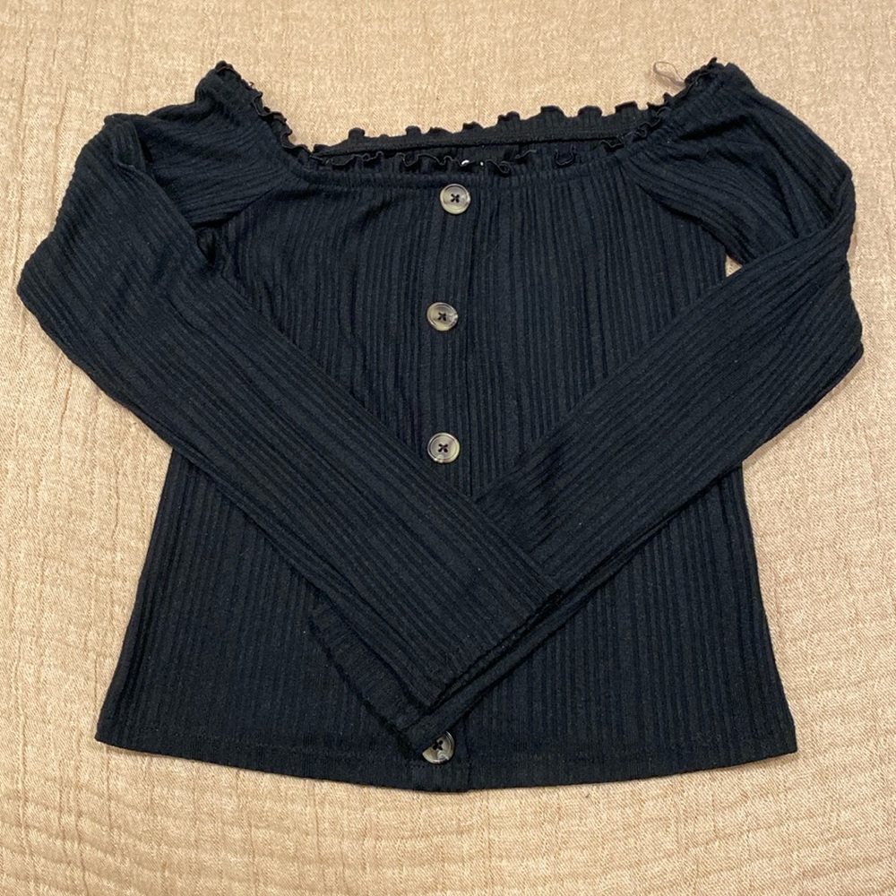 Off the shoulder, black long sleeve top from Aeropostal